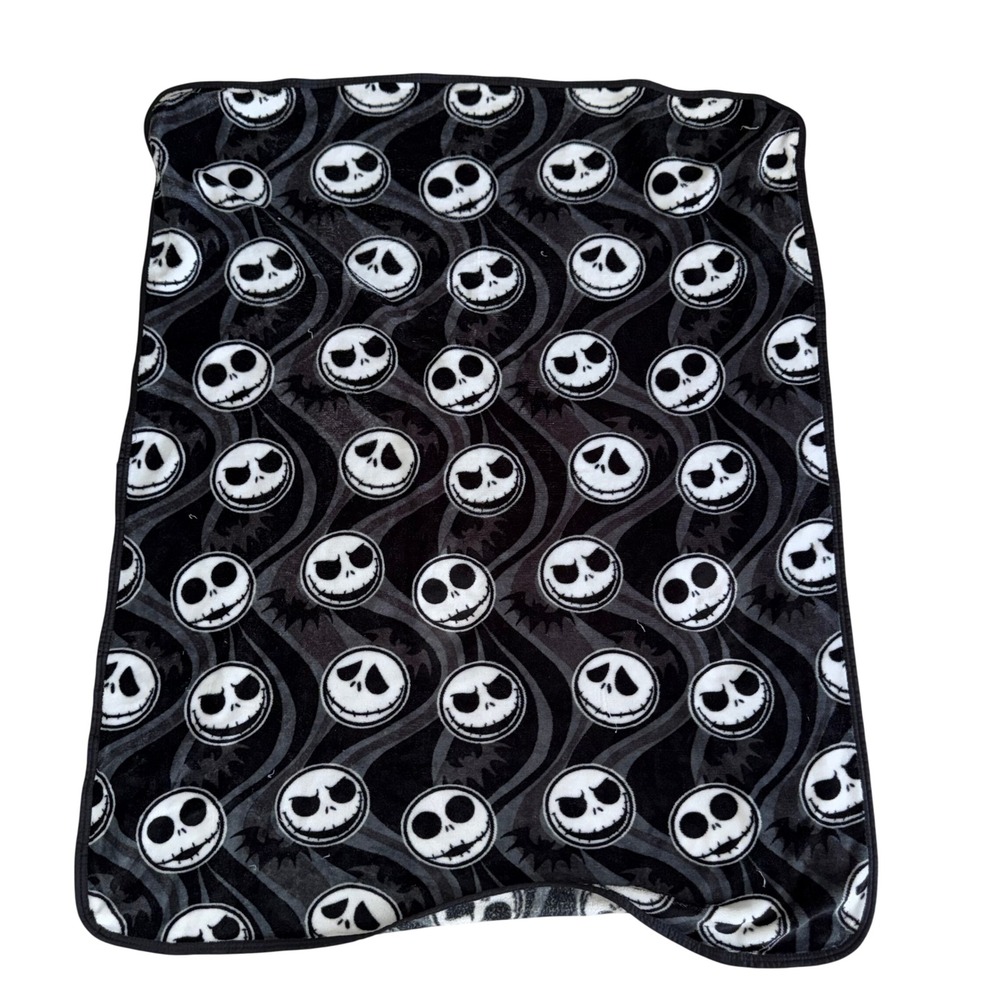 Disney Nightmare Before Christmas Throw Blanket OS Black Jack Skellington Fleece